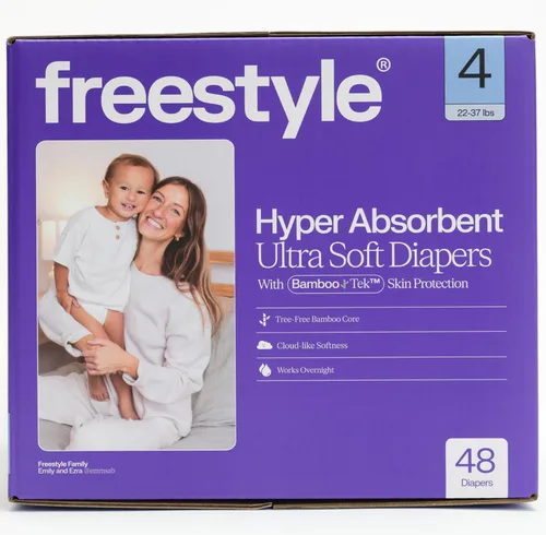 Vista 16 de Pañales Freestyle BambooTek - (Talla 1) Hiperabsorbentes y No Tóxicos – Pañales Desechables para Piel Sensible – Pañales Ultra Suaves (8-14 libras)