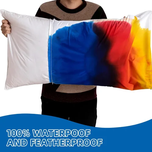 Vista 2 de Paquete de 4 protectores de almohada impermeables con cremallera, tamaño King, fundas de almohada hipoalergénicas, fundas de almohada de cama suaves