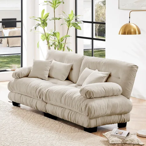 Vista 7 de Juego de sofá modular con asiento profundo de 94.4", tela de chenilla, loveseat seccional moderno para sala de estar, cómodo loveseat de felpa tipo