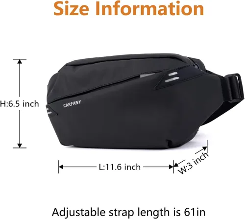 Vista 6 de Bolso bandolera expandible unisex resistente al agua, mochila de hombro para el pecho, mochila casual para viajes al aire libre, Negro -, Casual