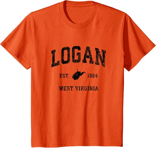 Vista 23 de Logan West Virginia WV - Camiseta deportiva clásica negra, Gris