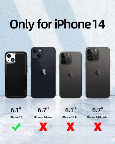Vista 6 de Funda para iPhone 14 con protector de pantalla [parte trasera dura protectora a prueba de golpes] [prueba de caídas de grado militar], funda