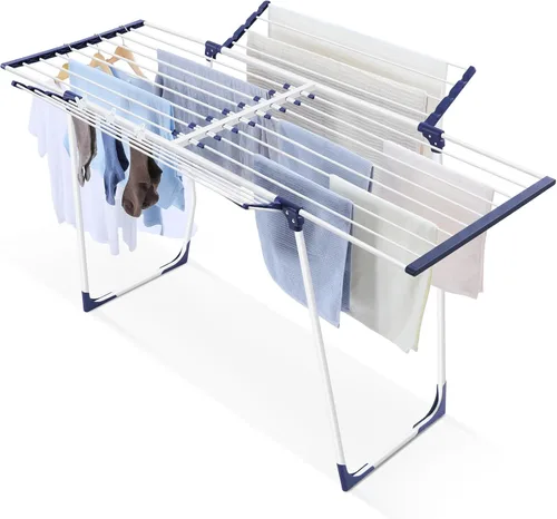 Vista 9 de APEXCHASER Tendedero de Ropa Plegable - Tendedero de Ropa de Gran Espacio, Tendedero de Lavandería con Alas con Clips para Calcetines para Colgar