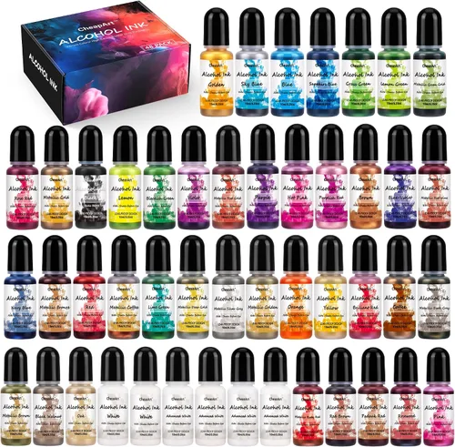 Vista 7 de CHEAPART Juego de tinta de alcohol de 24 colores vibrantes, tinte de resina de alta concentración, secado rápido, a base de alcohol, pigmento