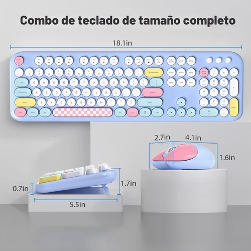Vista 6 de MOWUX - Combo de teclado y mouse inalámbricos para Windows, teclado inalámbrico externo de tamaño completo 2.4G, mouse compacto, 8 teclas multimedia