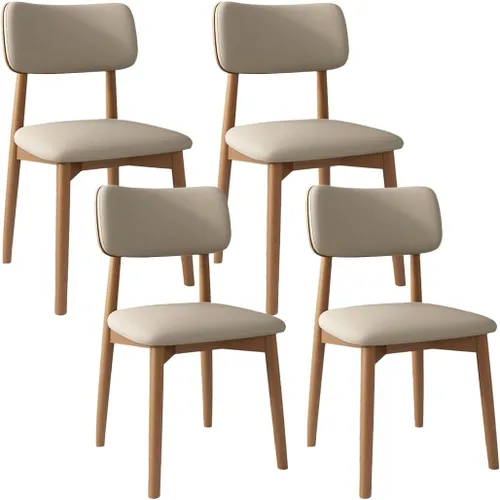 Vista 11 de YVYKFZD Solid Wood Dining Chairs, Kitchen Chairs Set with Curved Backrest, Leather Upholstered Dining Room Chair, Armless Living Room Chair, for