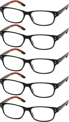 Vista 15 de Eyekepper Gafas de lectura clásicas para hombre, paquete de 5 con bisagras de resorte 5 Pares Mixtos