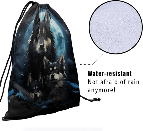 Vista 95 de Bolsa de agarre de gimnasia de piel de animal, bolsa de gimnasia con cordón ajustable, bolsa de cuerda para fauna silvestre, Mariposas Galaxy