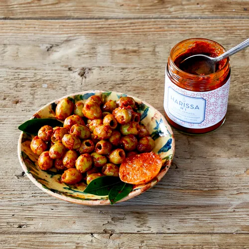 Vista 6 de Villa Jerada, Harissa, 6 oz, Salsa picante marroquí ardiente con limón en conserva, La cantidad perfecta de sabor, acidez y especias para cualquier