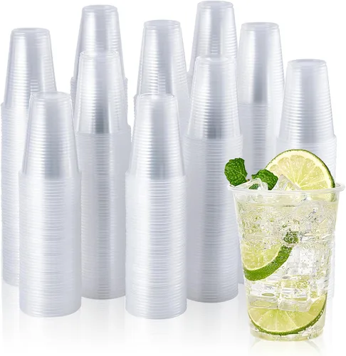 Vista 10 de Vplus 2000 Pack Vasos de Plástico Transparente de 12 onzas, Vasos Desechables de 12 onzas para Agua Fría, Vasos de Fiesta, Vasos de Plástico
