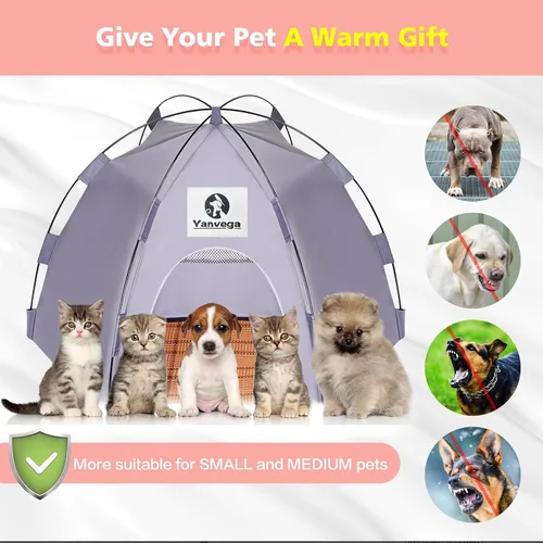 Vista 5 de Yanvega - Tienda de campaña para gatos, camas para gatos de interior, suministros para mascotas, 23.6 x 23.6 x 16.8 pulgadas, tienda plegable