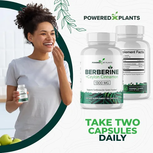 Vista 9 de Suplemento de berberina pura, 1300 mg de berberina con canela de Ceilán para el metabolismo y el apoyo del sistema inmunológico, 1 paquete de 180
