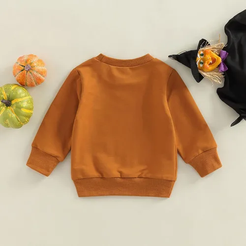 Vista 3 de Rtnnsbbfcm Ropa de Halloween para bebé niño, sudadera de calabaza, suéter sin botones, ropa de otoño e invierno