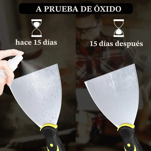 Vista 2 de DEKEones Raspadores de masilla, cuchillo de espiga, herramienta raspadora de metal para acabado de paneles de yeso, raspado de yeso, calcomanías