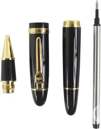 Vista 6 de Expert Deluxe Roller Ball Pen con bolsa para bolígrafo, barril grande, negro y dorado