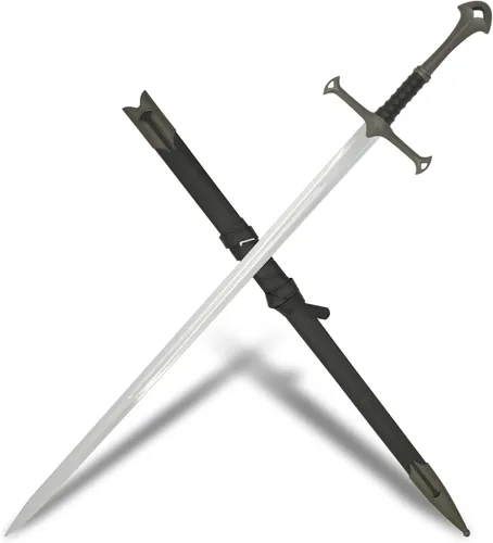 Vista 12 de Medieval Warrior Espada vikinga cruzada de la Edad Media con vaina Negro-933