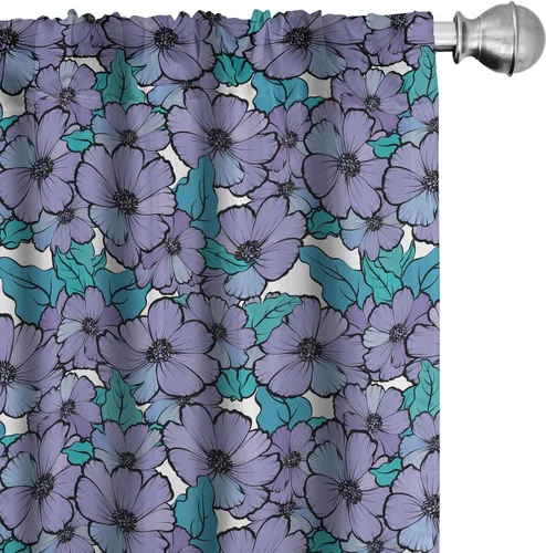 Vista 45 de Lunarable Cortinas con estampado de madera, madera natural rústica con rayas, patrón abstracto ovalado, tema de carpintería, tratamientos