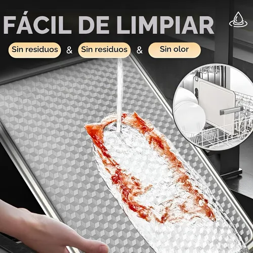 Vista 4 de Tabla de cortar de acero inoxidable de doble cara, tabla de cortar de grado alimenticio 304 con malla resistente a los arañazos, ranura para jugos