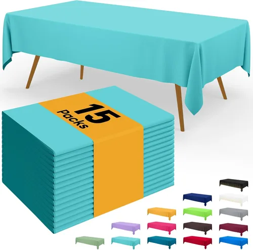 Vista 95 de Smiry - Juego de 6 manteles desechables, 54 x 78 pulgadas, manteles impermeables rectangulares para fiestas, cubierta de mesa de plástico