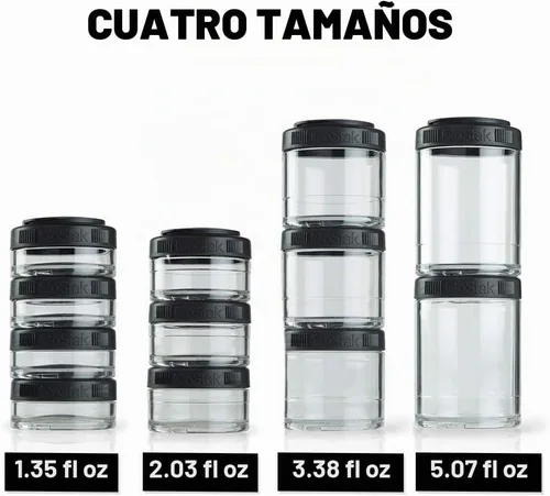 Vista 8 de BlenderBottle GoStak Twist n' Lock - Tarros de almacenamiento, 40 cc, 4 unidades, color negro