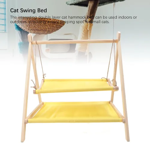 Vista 3 de Cama elevada para gatos de interior, cama de madera elevada para gatos con tela transpirable lavable, fácil de montar para interiores y exteriores