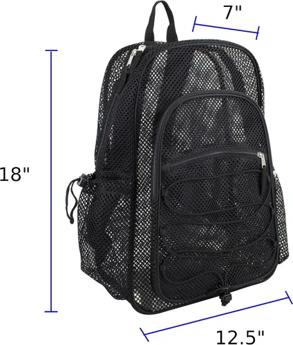 Vista 2 de Eastsport Mochila de malla semitransparente XL con cómodas correas acolchadas y elástico ajustable, Negro -, Mochilas Daypack