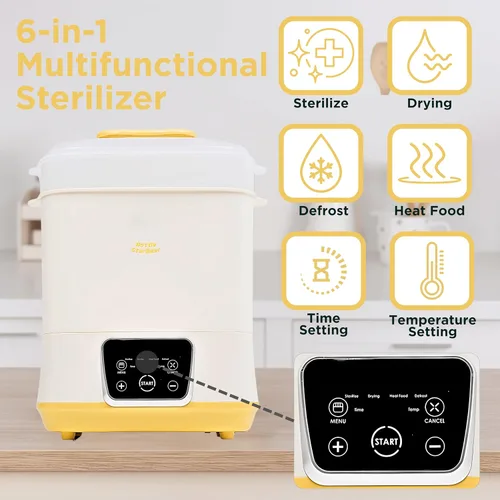 Vista 3 de Esterilizador y secadora eléctrica de biberones 6 en 1, uso como calentador de biberones, descongelar, calentar alimentos y máquina desinfectante