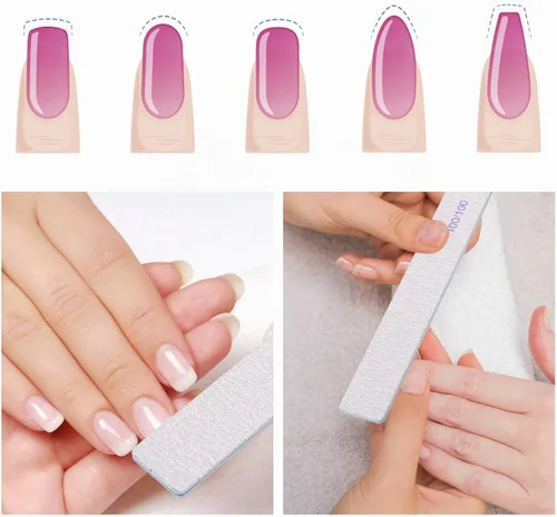 Vista 7 de 25 limas de uñas rectangulares de grano 180/240 para uñas naturales, limas de uñas de doble cara para uñas