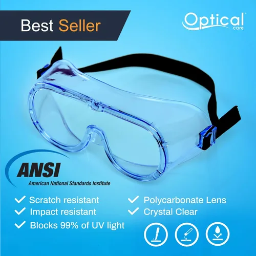 Vista 2 de Gafas de seguridad registradas por la FDA, antivaho que se adaptan sobre las gafas, resistentes a los arañazos, laboratorio, ciencia, química
