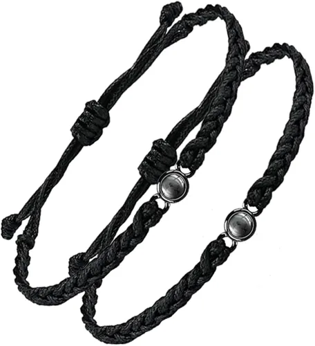 Vista 6 de Pulseras personalizadas con imagen en el interior, paquete de 2 para mujeres y hombres, pulsera de foto circular con imagen personalizada, pulseras
