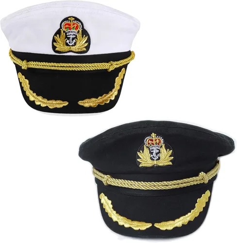 Vista 8 de Ibeauti Gorra unisex ajustable para adultos, disfraz de capitán Almirante, gorra de marinero para cosplay