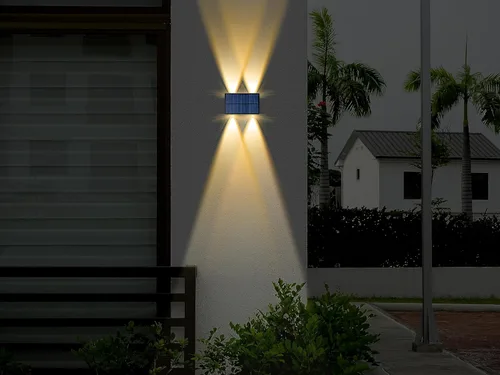 Vista 4 de Luces solares para iluminación exterior, arriba y abajo, luz solar para exteriores, dos modos de iluminación, encendido/apagado automático, IP65