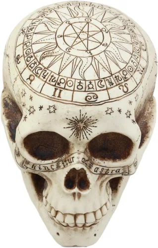 Vista 5 de Ebros Gift Astrología solar Estatua del cráneo celestial, profecía antigua, cartografía, mapa de reliquia, cráneo, figura decorativa, osario, Crema