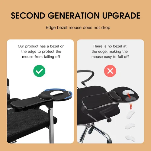 Vista 2 de Omhuzsyo Alfombrilla de mouse mejorada para brazo de silla, almohadilla ajustable para soporte de muñeca para mesa y silla, extensor de mesa