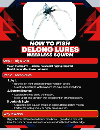 Vista 4 de Delong Lures - Los Señuelos de Pesca Squirm - Kit Definitivo de Pesca de Lubina - Jigs con Peso para Agua Dulce y Salada, Señuelos Swimbait Grandes