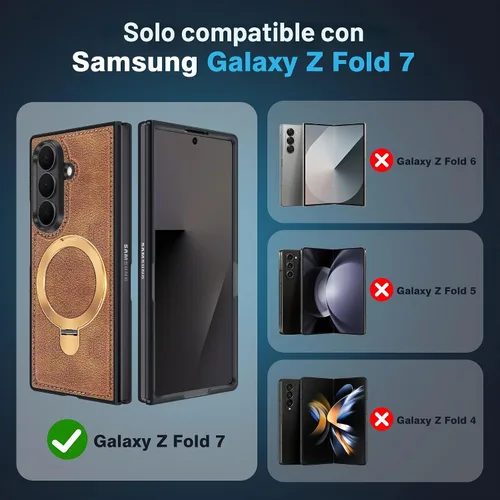 Vista 8 de Fingic - Funda para Samsung Galaxy Z Fold 7 compatible con Magsafe Kickstand A-Marrón
