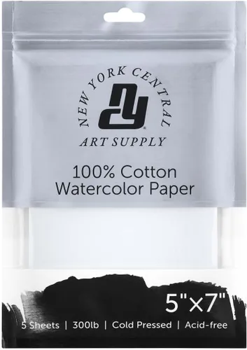 Vista 13 de New York Central Papel de acuarela – 5 x 7 – 5 paquetes de 5 – 25 hojas en total – prensa en frío de 300 libras – 100% algodón, sin ácidos, calidad