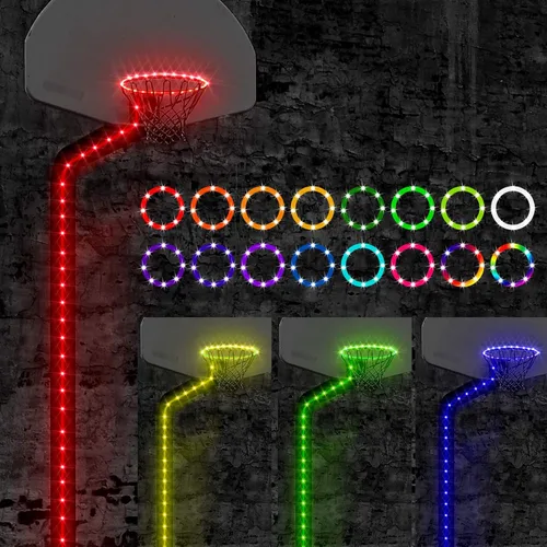 Vista 9 de Waybelive Luces LED para aro de baloncesto, luces con control remoto para borde de aro de baloncesto, 16 colores que puedes cambiar tú mismo