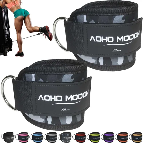 Vista 7 de AOHO MOOON Ankle Strap (2 Pieces) for Cable Machine Women - Gym Workout Leg Strap, Premium Padding Ankle Cuffs, Glute Kickback Exercises Equipment