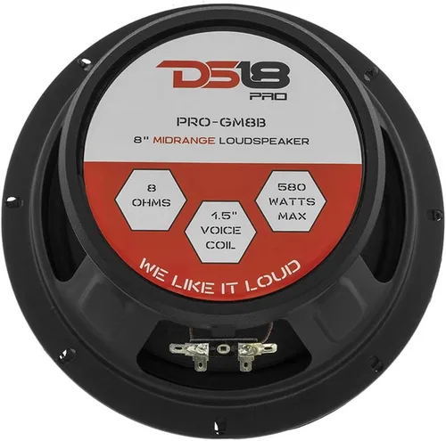 Vista 7 de DS18 2 altavoces PRO-GM8B de 8 pulgadas, rango medio, bala de aluminio roja, 580 W máximo, 190 W RMS, 8 ohmios, altavoces de puerta de audio de alta