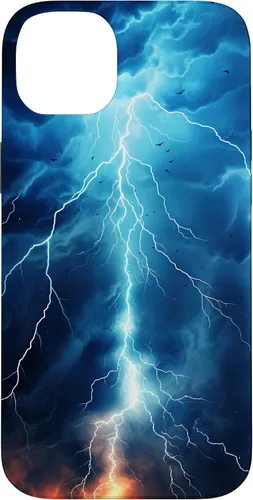 Vista 15 de iPhone 13 Pro Max Cool Blue Lightning Bolt Storm Funda de arte gráfico Wild Nature Sky