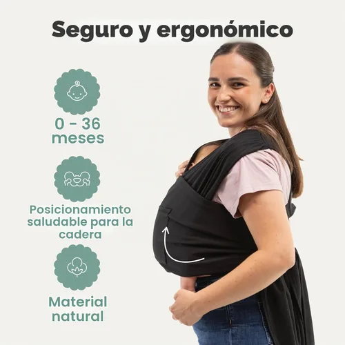 Vista 2 de CuddleCarry - Anillo para bebé preenvuelto, recién nacido a niño de 8 a 35 libras, color negro