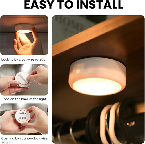 Vista 5 de Luces de botón con control remoto, iluminación de disco alimentadas por batería, luces de botón LED, luces LED de batería con control remoto, luces