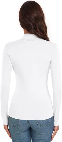 Vista 5 de ACIEMR Camisetas de manga larga con cuello alto falso para mujer, ajustadas, básicas, para mujer