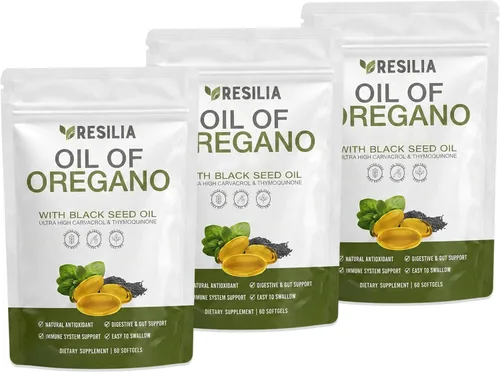 Vista 9 de Cápsulas blandas Resilia con aceite de semilla negra, cápsulas de aceite de orégano de grado premium para apoyo inmunológico y digestivo, cápsulas