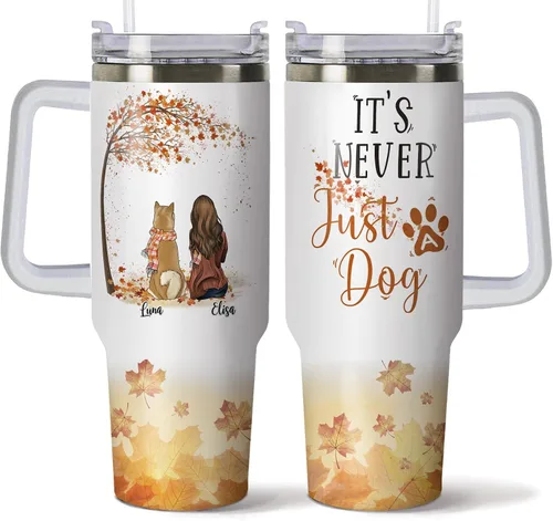 Vista 8 de Gossby Vaso personalizado de 40 onzas con asa y tapa, regalo personalizado para papá para hombres con diseño, nombre, vaso aislado de acero Hombre