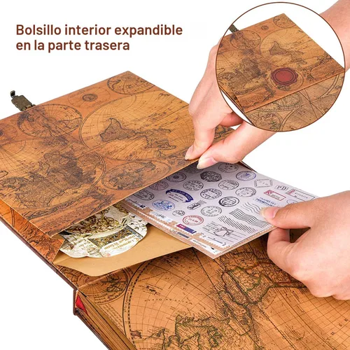 Vista 5 de JIMBON Nuestro álbum de fotos de libro de aventuras, estilo retro, tapa de letras en relieve, diario de viaje, kit de libro de recortes