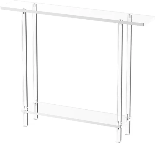 Vista 8 de Mesa consola estrecha de acrílico para entrada, 7.6 pulgadas de profundidad x 39.4 pulgadas de ancho x 31.5 pulgadas de alto, patas cuadradas, mesa