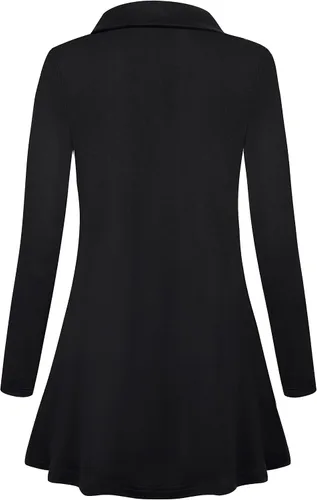 Vista 3 de Miusey Sudadera tipo túnica con cremallera para mujer, cuello y ligera, chaqueta larga