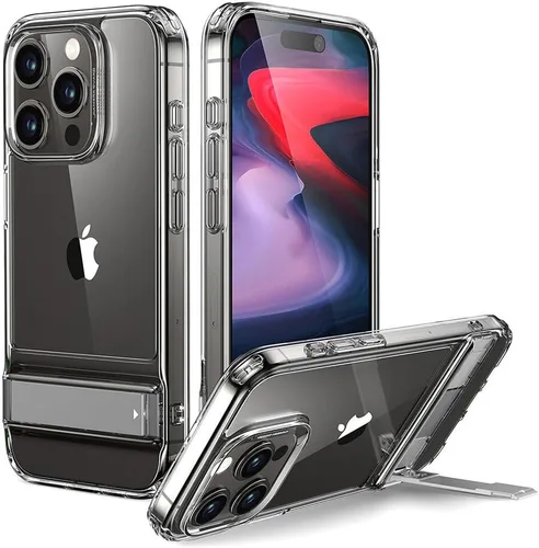 Vista 10 de ESR Funda para iPhone 15 Plus, Funda con Soporte Metálico, 3 Modos de Soporte, Protección contra Caídas de Grado Militar, Compatible con Carga